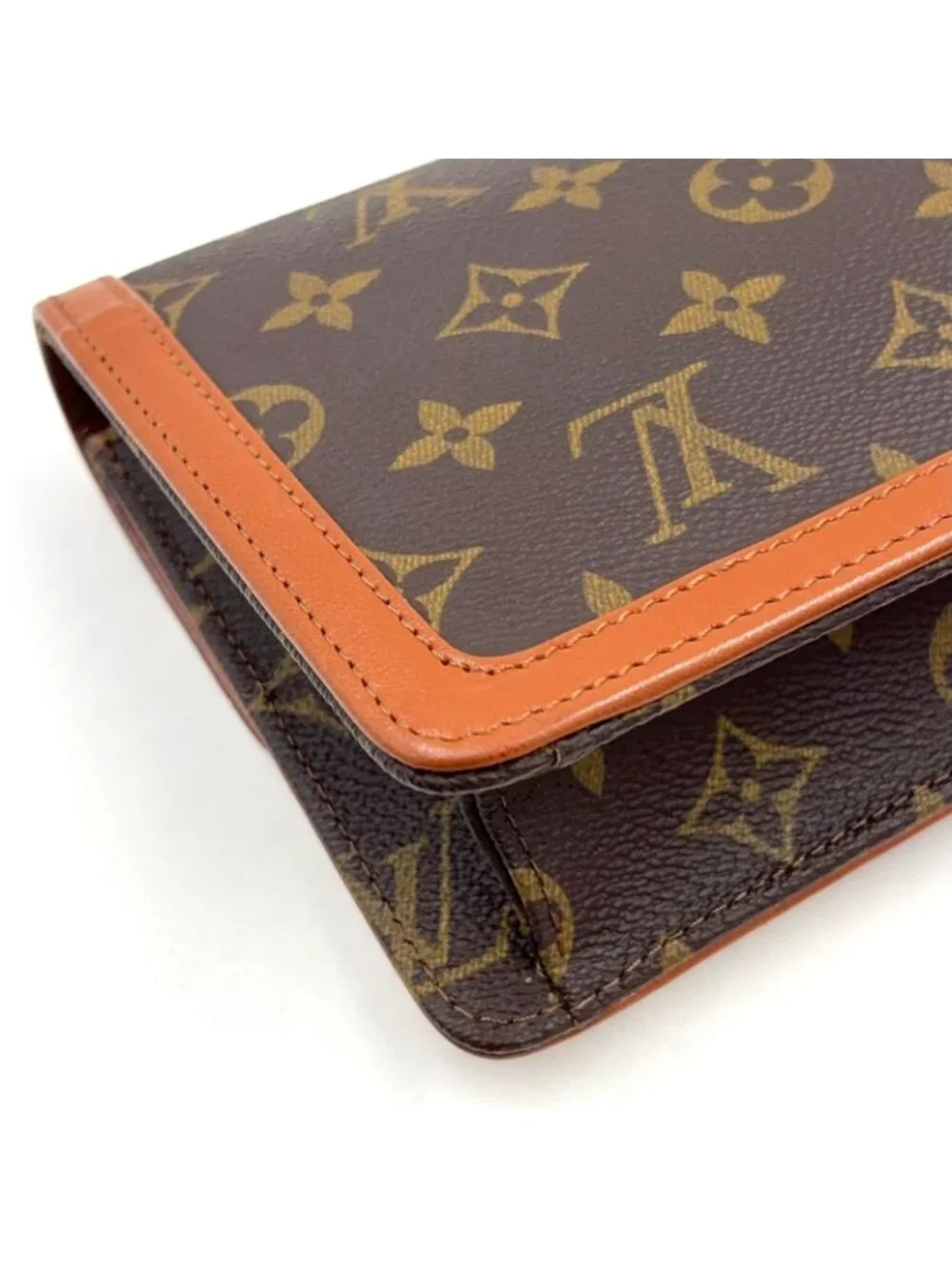 Louis Vuitton Pochette Dam PM Monogram Leather Brown Light Clutch Gold